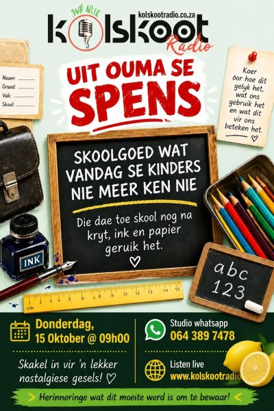 UIT OUMA SE SPENS – Kolskoot Radio interview
