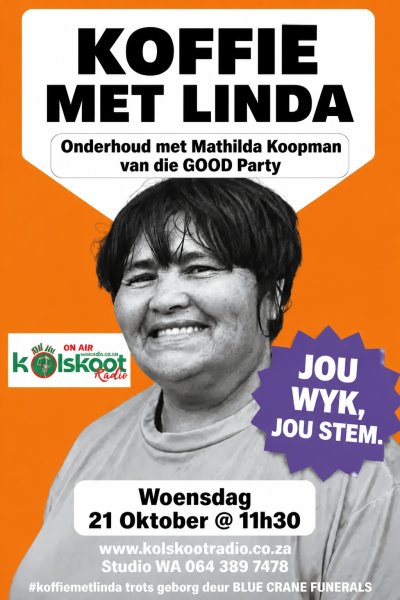 OPKOMENDE ONDERHOUD OP KOFFIE MET LINDA WOENSDAG 21 OKTOBER – Kolskoot Radio interview